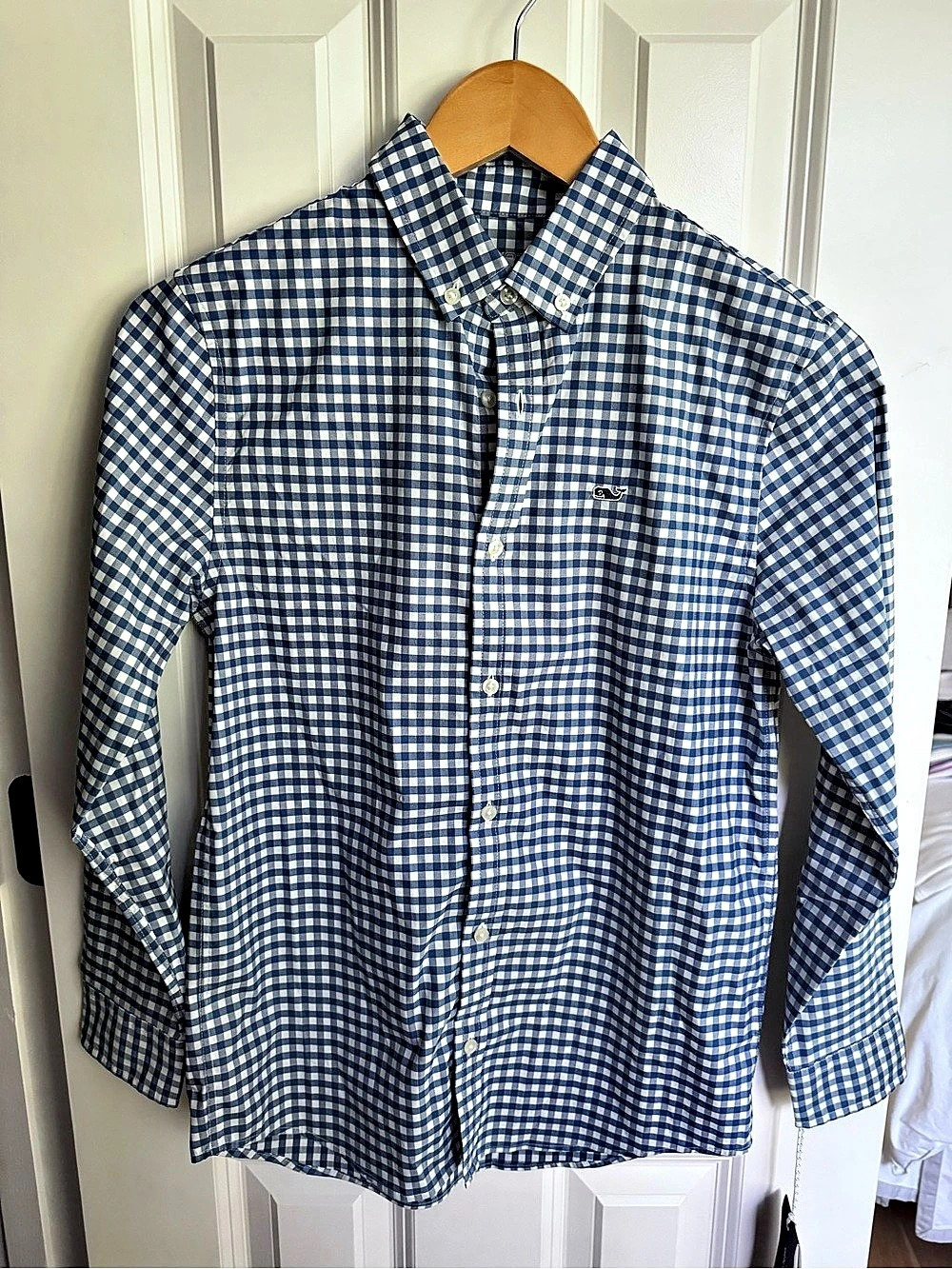 Boys Vineyard Vines45 On-the-Go Performance Gingham Button-Down Shirt Blue & Whi